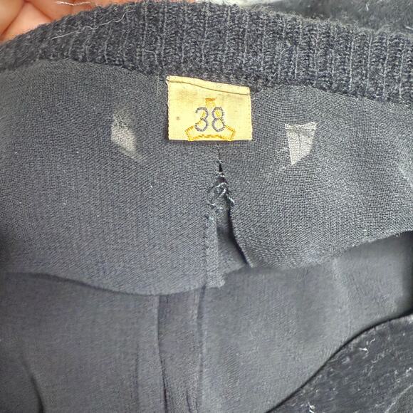 Vintage 1980s Wool Cardigan Sweater Women's EU 38 Black Floral Beadwork Evening - Picture 5 of 8